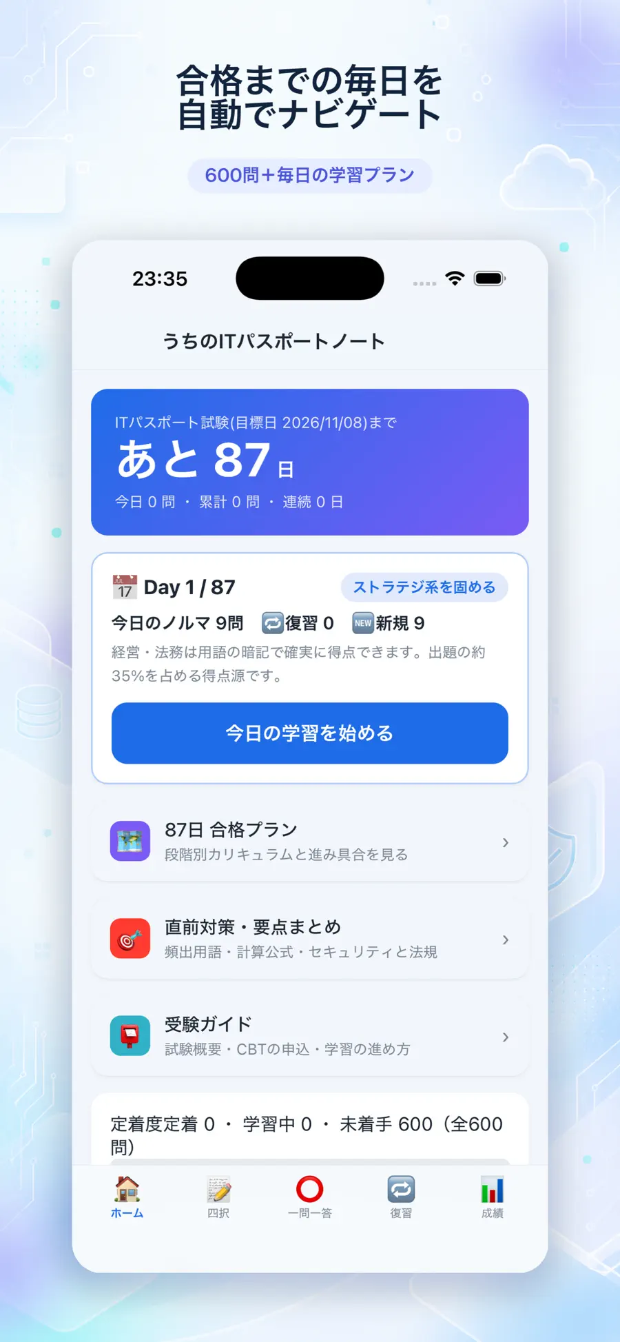 うちのITパスポートノートの画面 1